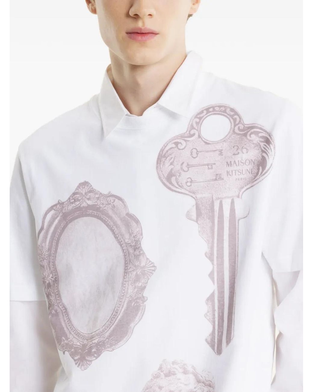Maison Kitsuné White Graphic-Print T-Shirt for men