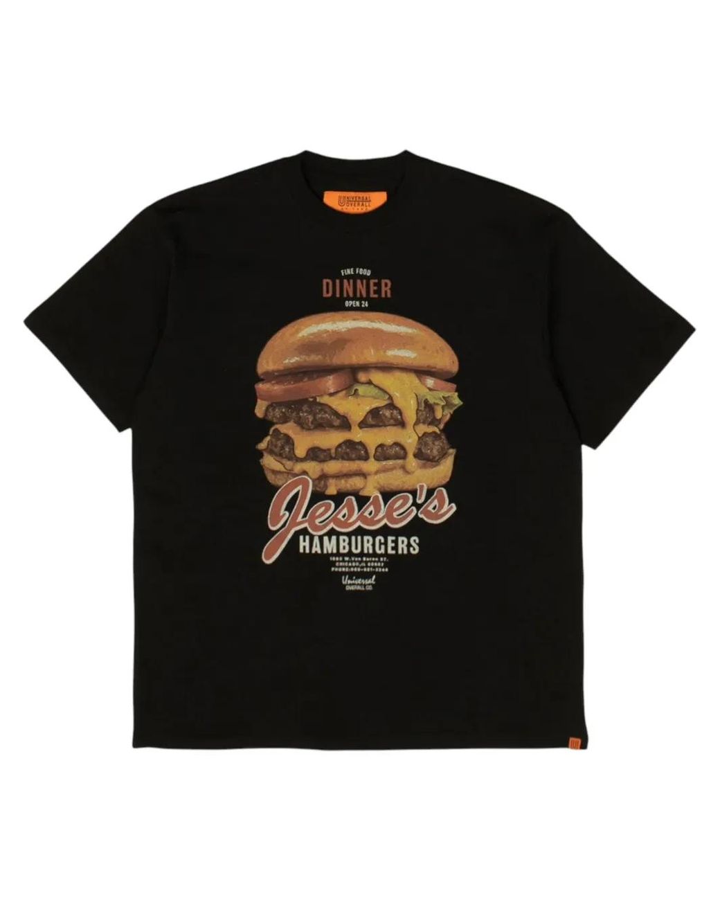 Universal Overall Black Hamburger-Print T-Shirt
