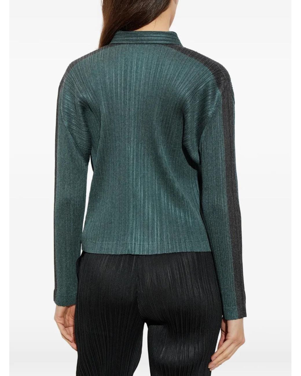Issey Miyake Green Pleated Cardigan