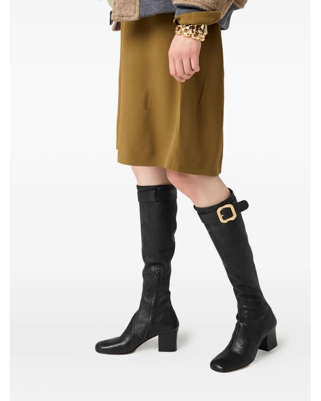 Miu Miu Black Nappa Leather Boots With Buckle