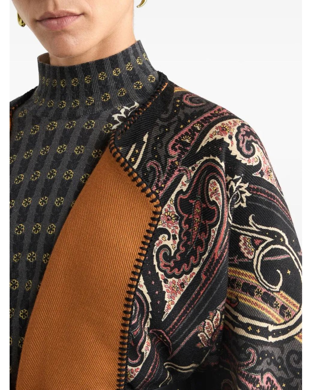 Etro Brown Reversible Patterned Cloth Cape