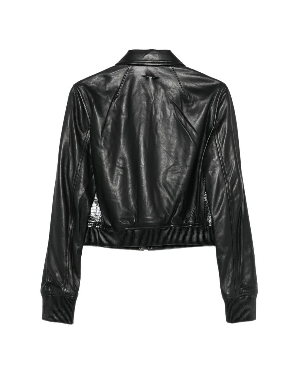 Barbara Bui Black Snake-Effect Leather Jacket