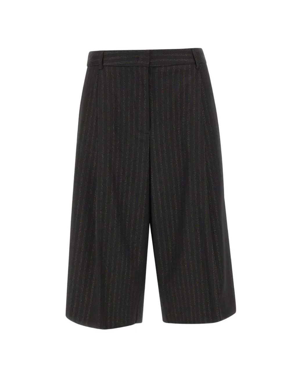 Kaos Gray Pinstripe-Pattern Pleated Shorts