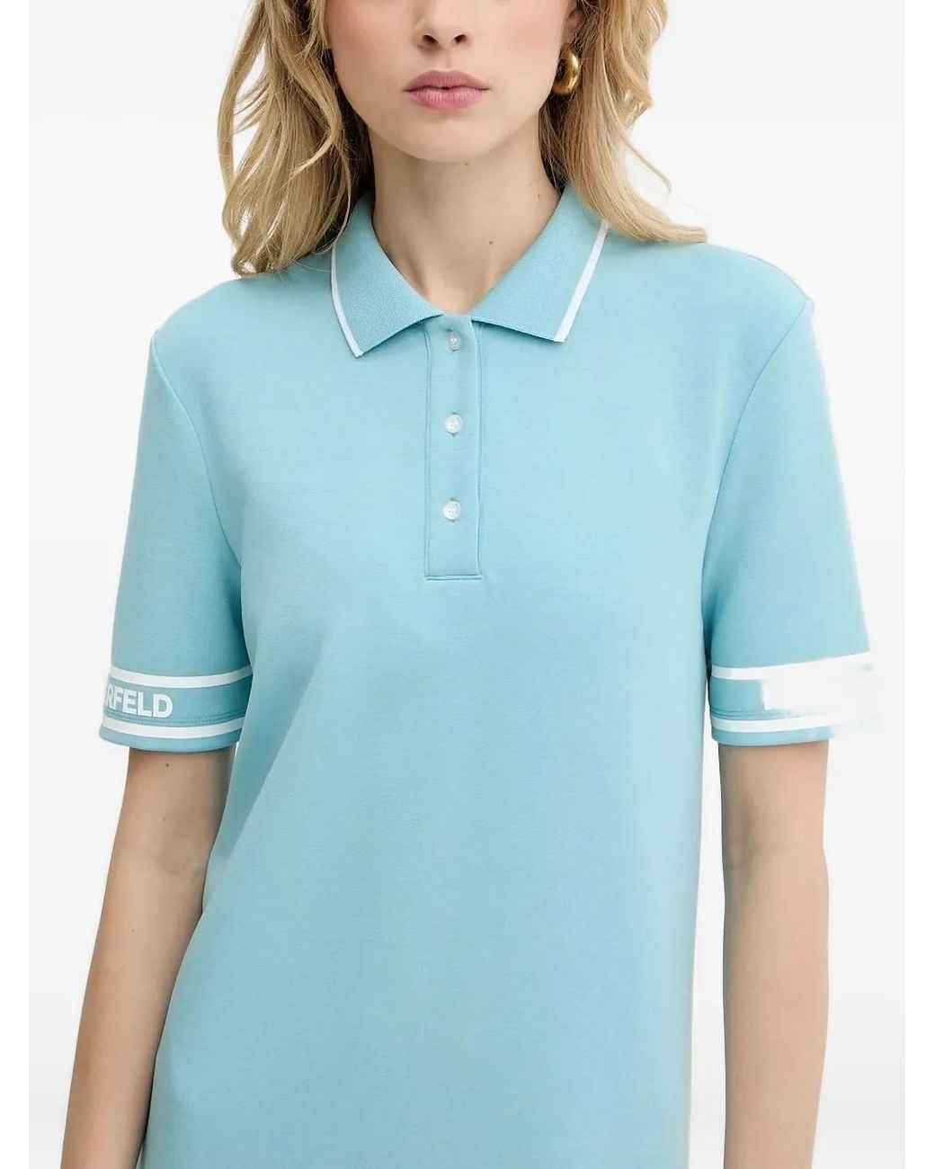 Karl Lagerfeld Blue Logo-Detail Polo Dress