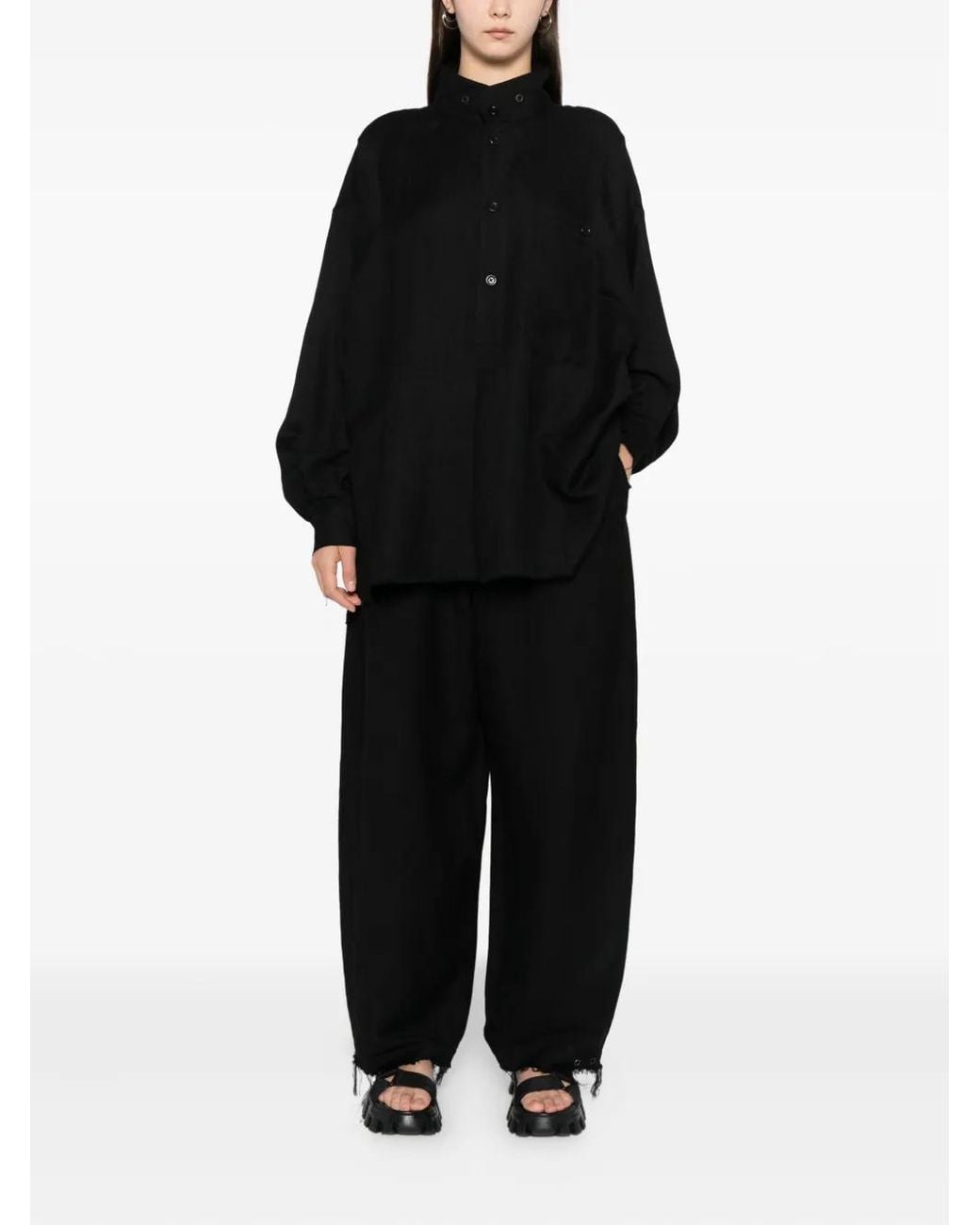 TEAM WANG design Black Draped Trousers