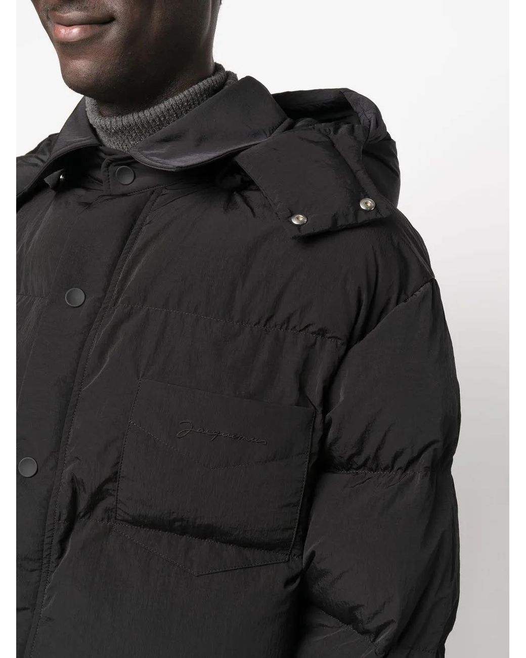 Jacquemus Black Le Papier 'La Doudoune Chemise' Puffer Jacket for men