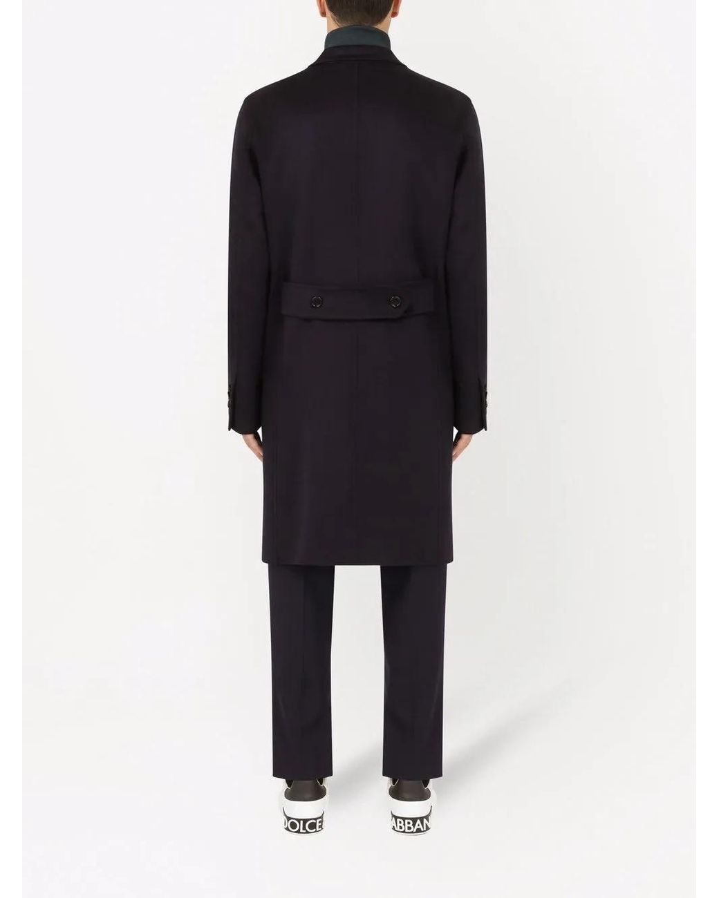 Dolce & Gabbana Black Double-Breasted Cashmere Coat for men