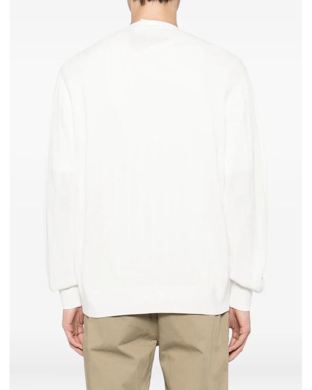 Lacoste White Ribbed-Knit Cardigan for men