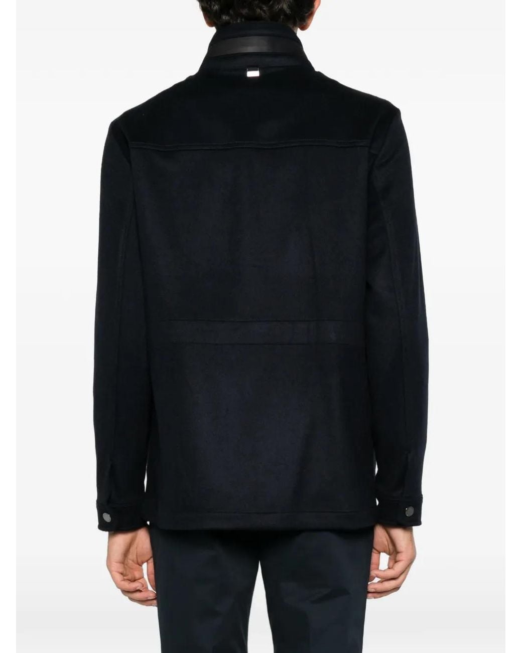 Corneliani Black Flap-Pocket High-Neck Jacket for men