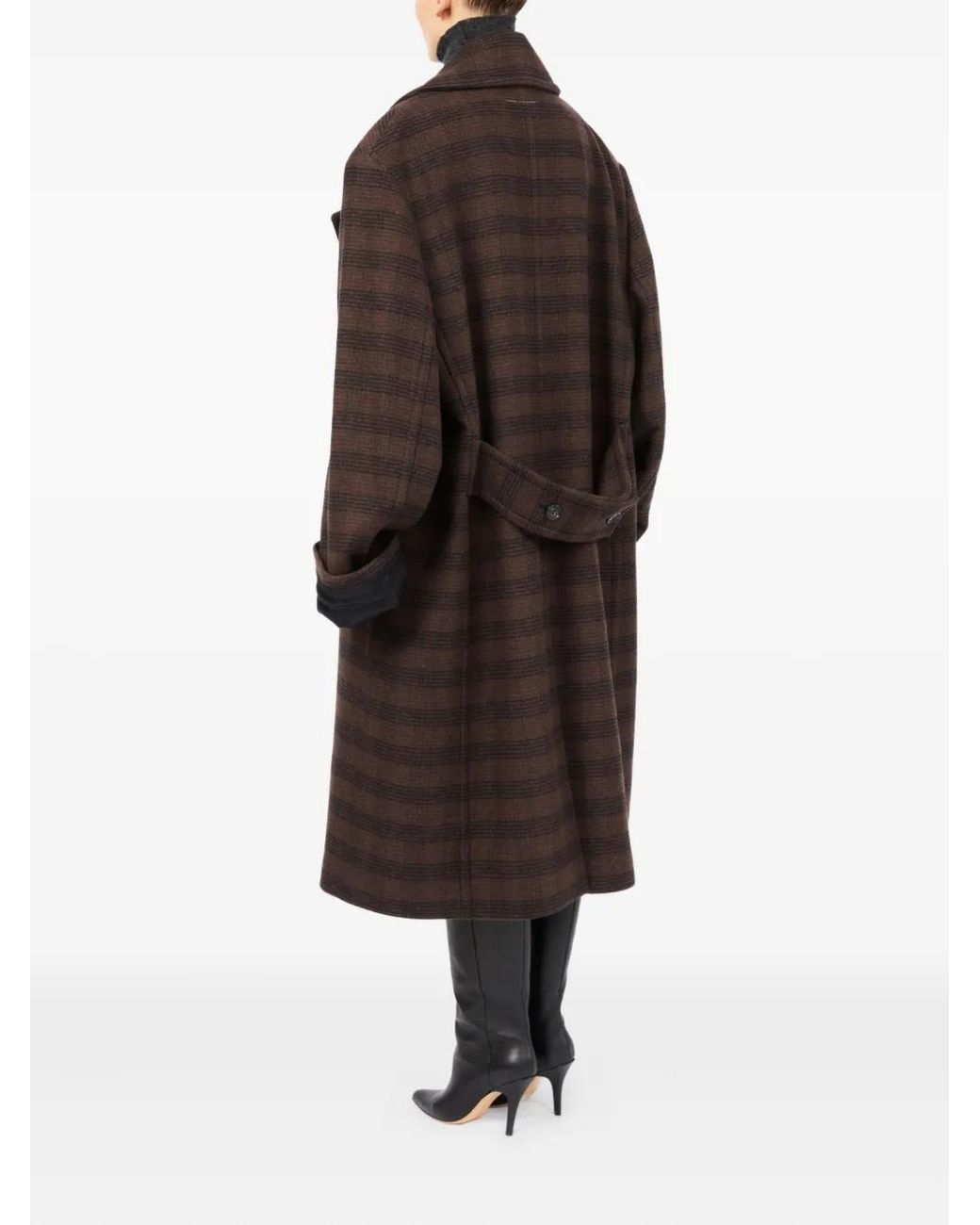 MM6 by Maison Margiela Brown Checked Double-Breasted Coat