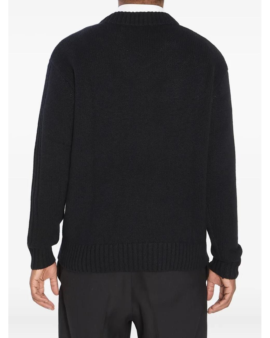 Lisa Yang Black Ribbed V-Neck Cashmere Sweater for men