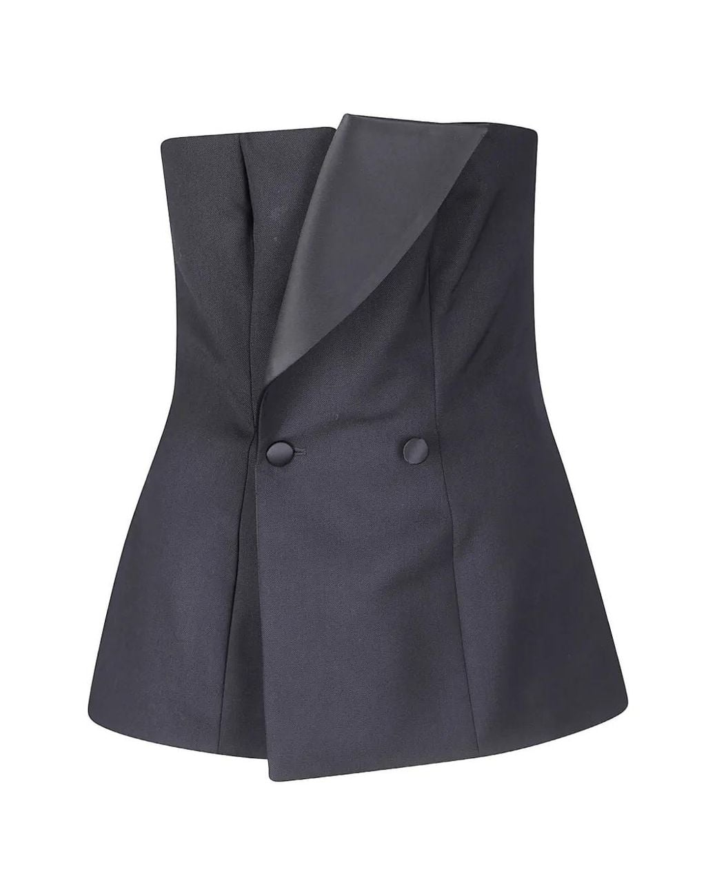 P.A.R.O.S.H. Blue Double-Breasted Strapless Top