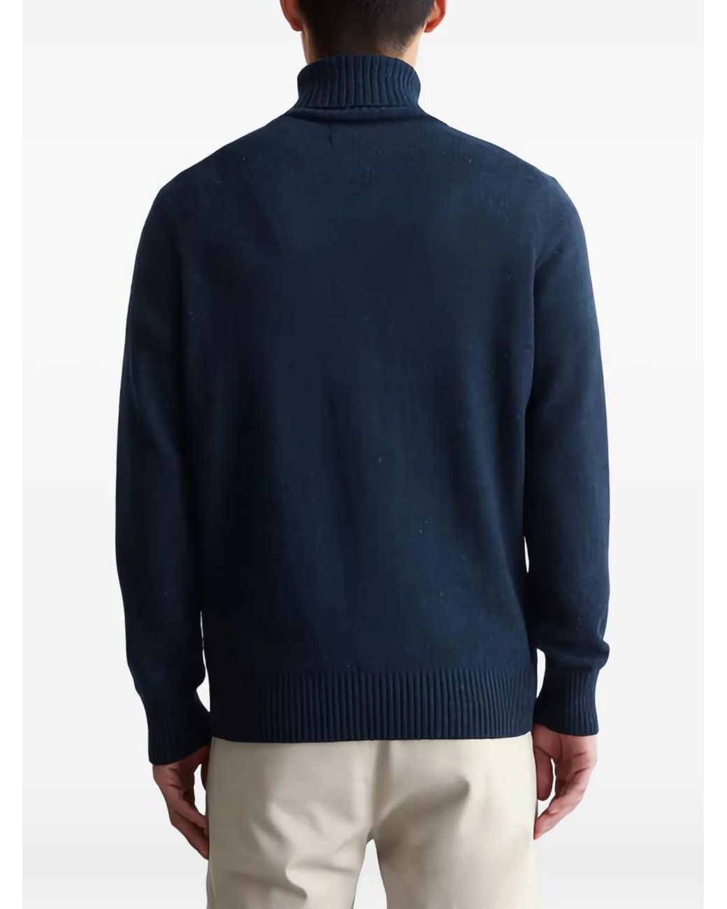 Marc O' Polo Blue Ribbed Turtleneck Sweater for men