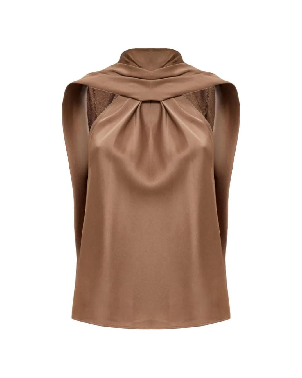 Jonathan Simkhai Brown Scarlett Satin Cape Top
