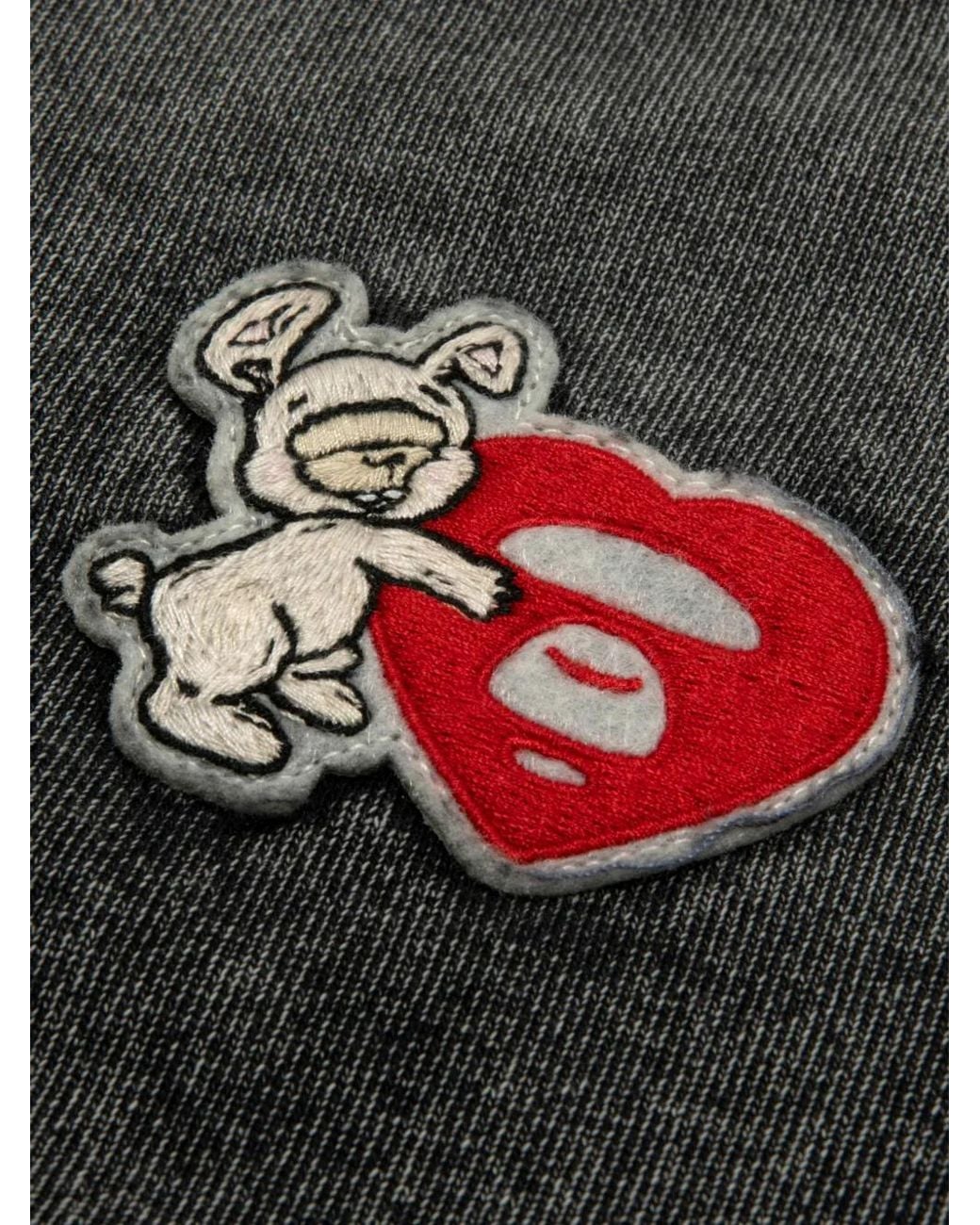 Aape By A Bathing Ape Black Patch Button Bomber Jacket