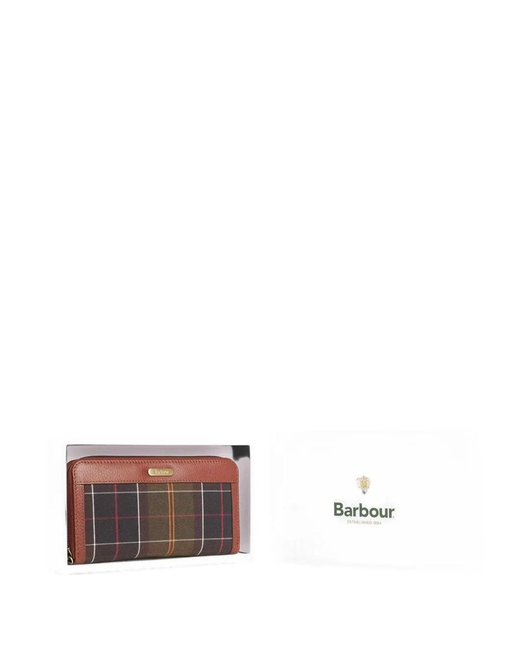 Barbour Brown Daphne Tartan Leather-Trim Clutch Bag