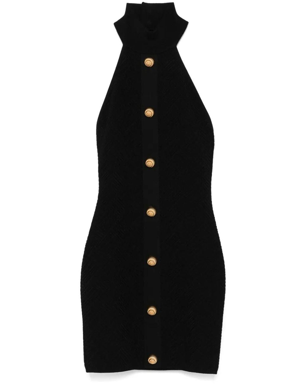 Balmain Black Short Dress With Buttons