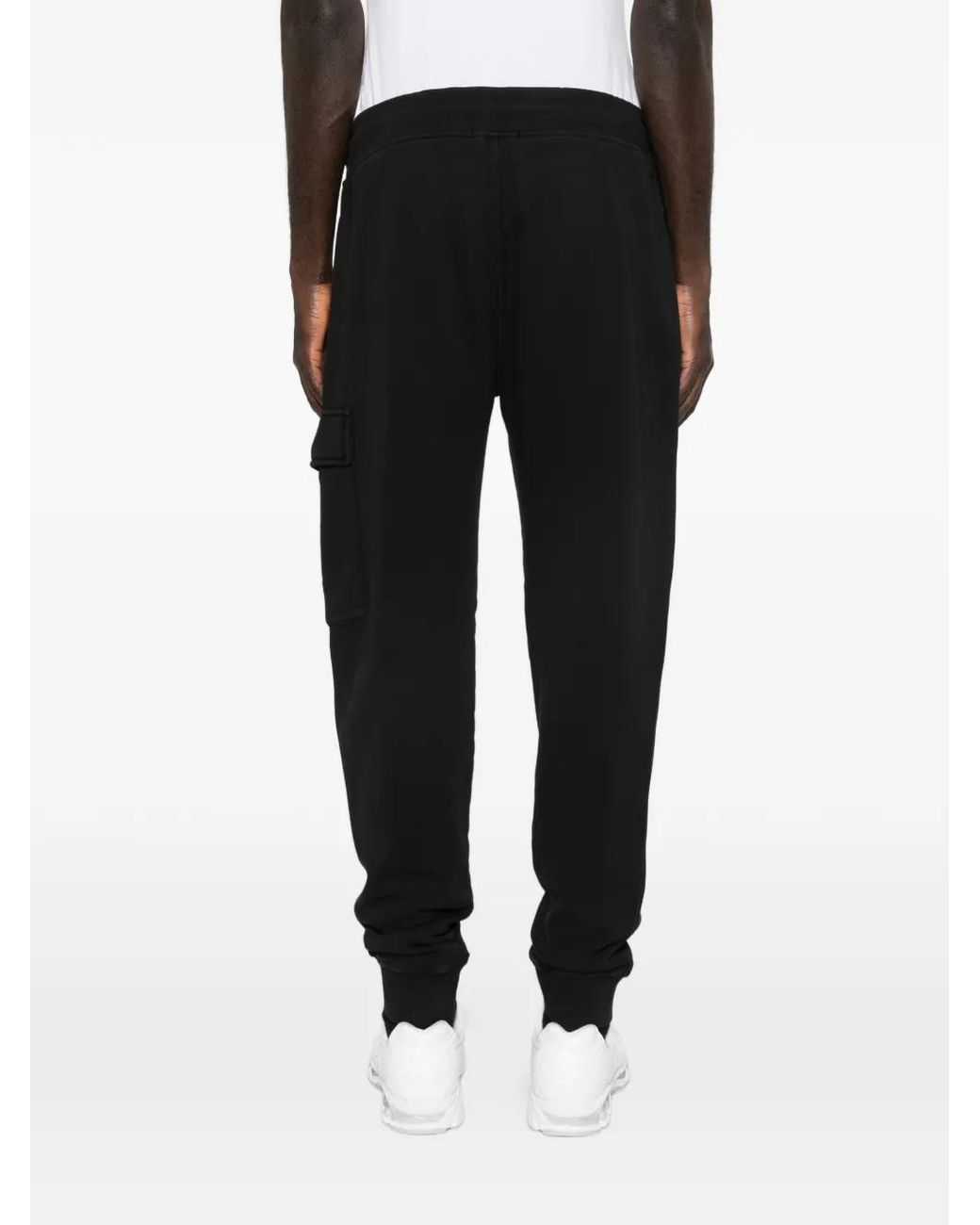 C P Company Black Cargo-Pocket Track Pants for men