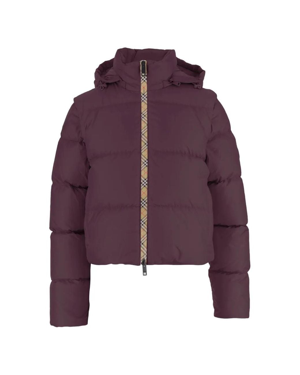 Burberry Purple Detachable Sleeve Nylon Langdale Puffer Jacket