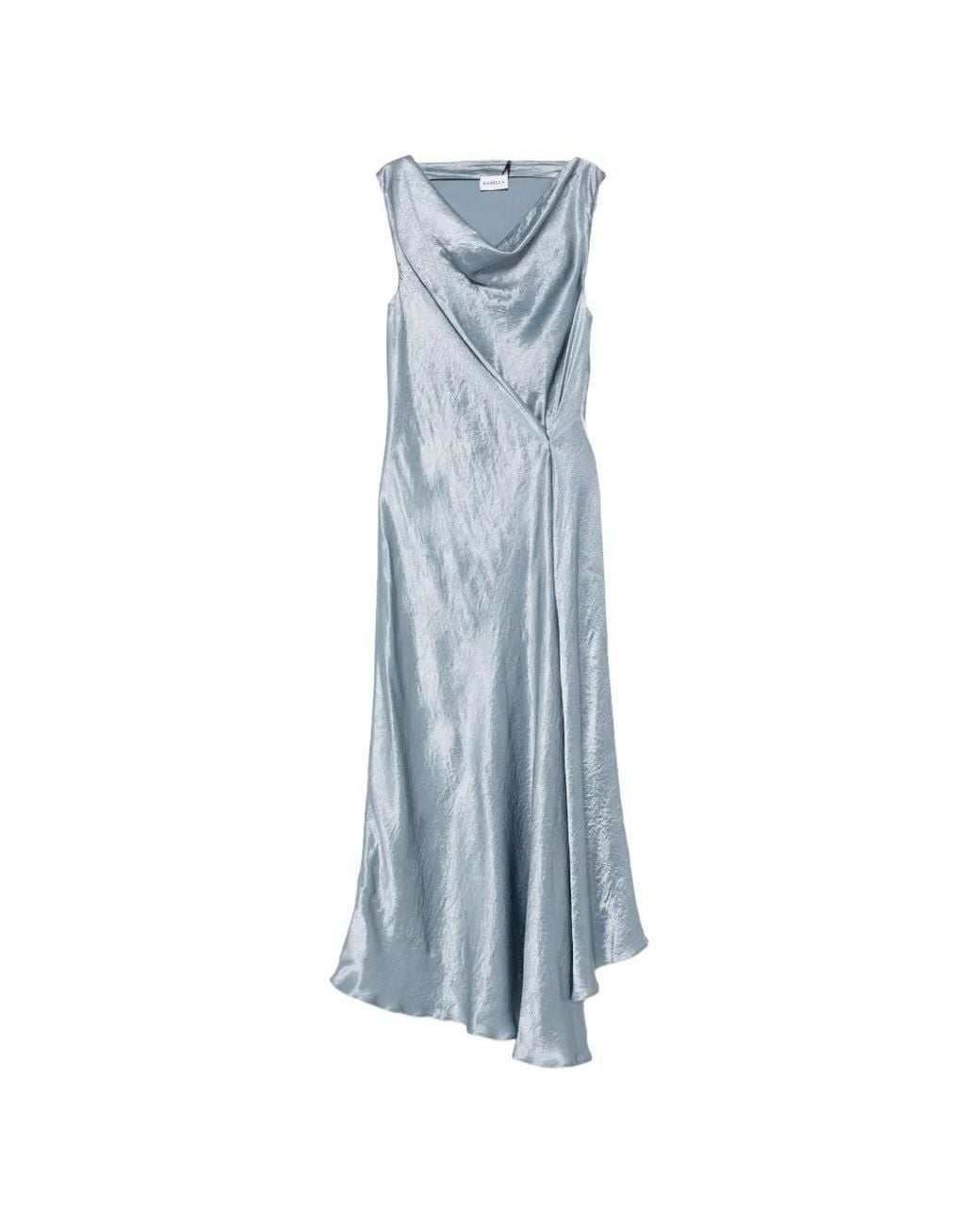 Marella Blue Libero Cowl-Neck Draped Maxi Dress