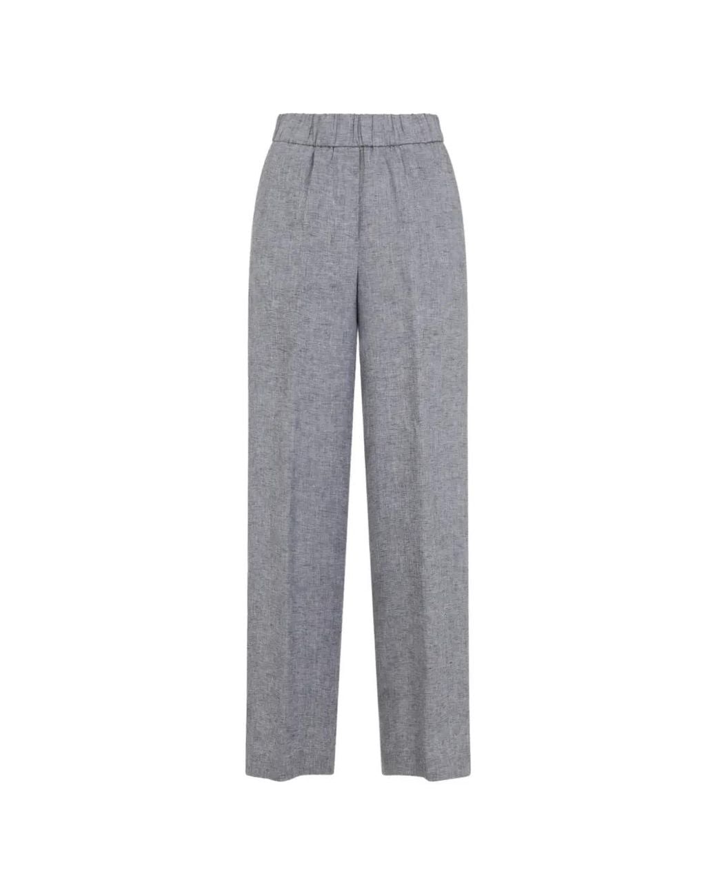 Peserico Gray Elasticated-Waist Trousers