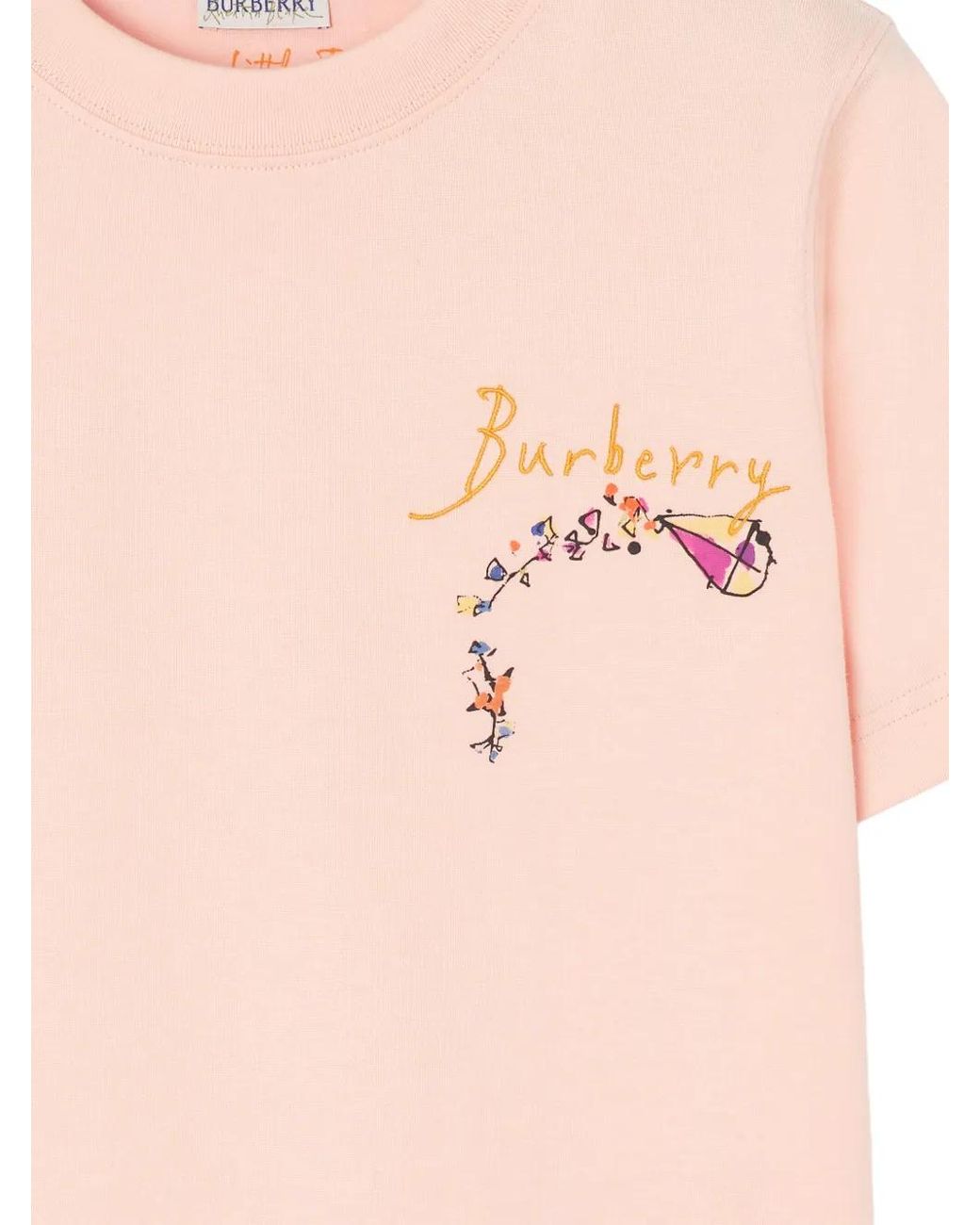 Burberry Pink Brave Little Tree Cotton T-Shirt