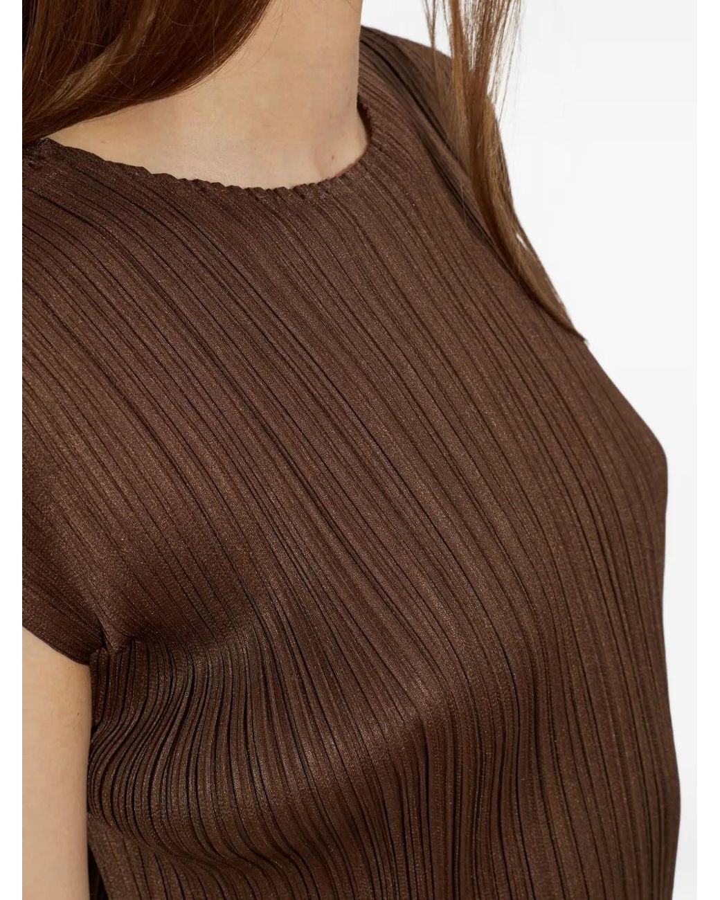 Pleats Please Issey Miyake Brown Sleeveless Pleated Dress