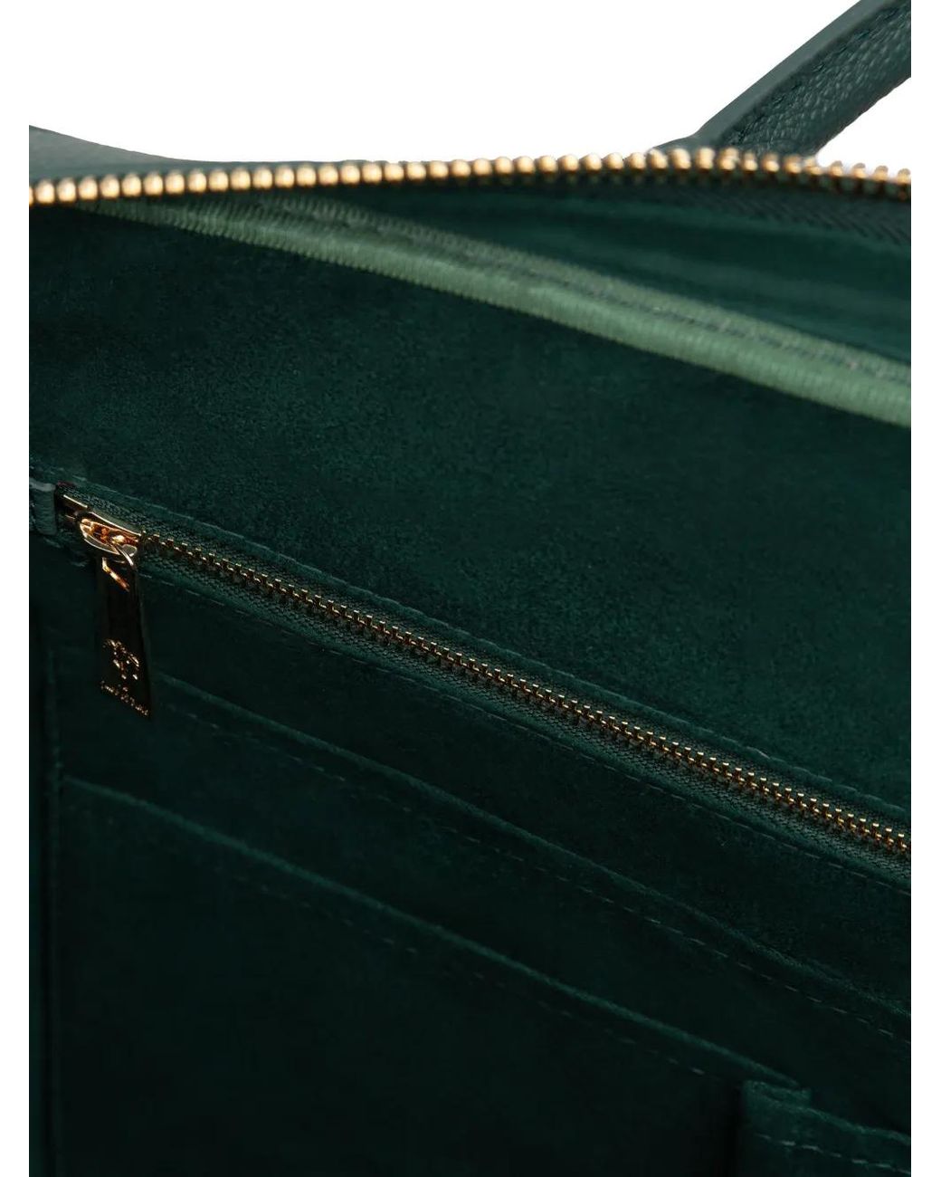 PLACE OF ELMS Green Monolink-Debossed Leather Briefcase