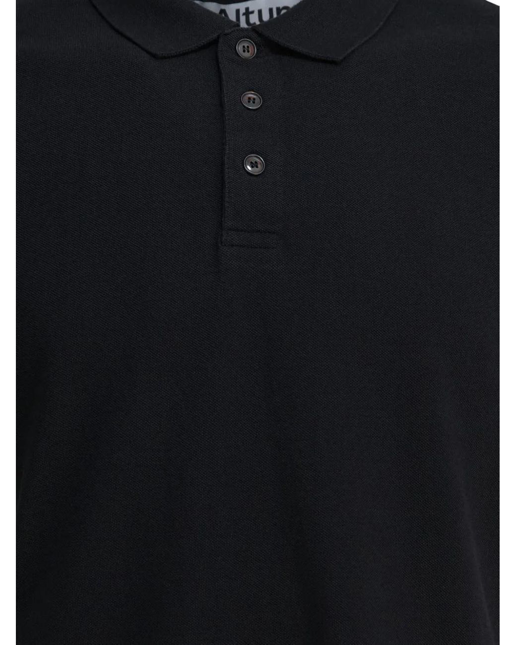 Altum Black Short-Sleeve Buttoned Polo Shirt for men
