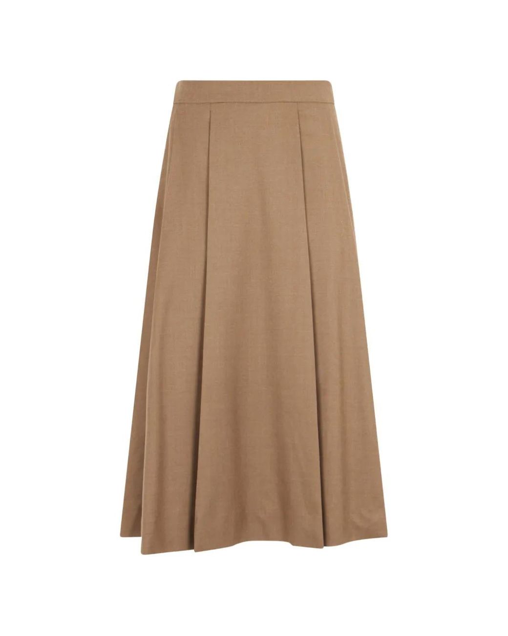 Slowear Natural Pleated A-Line Midi Skirt