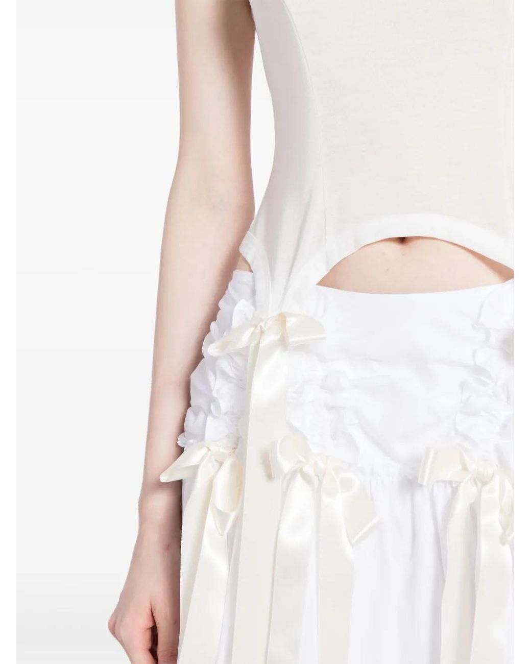 Simone Rocha White Easy Bow Tails Cotton Tank Top
