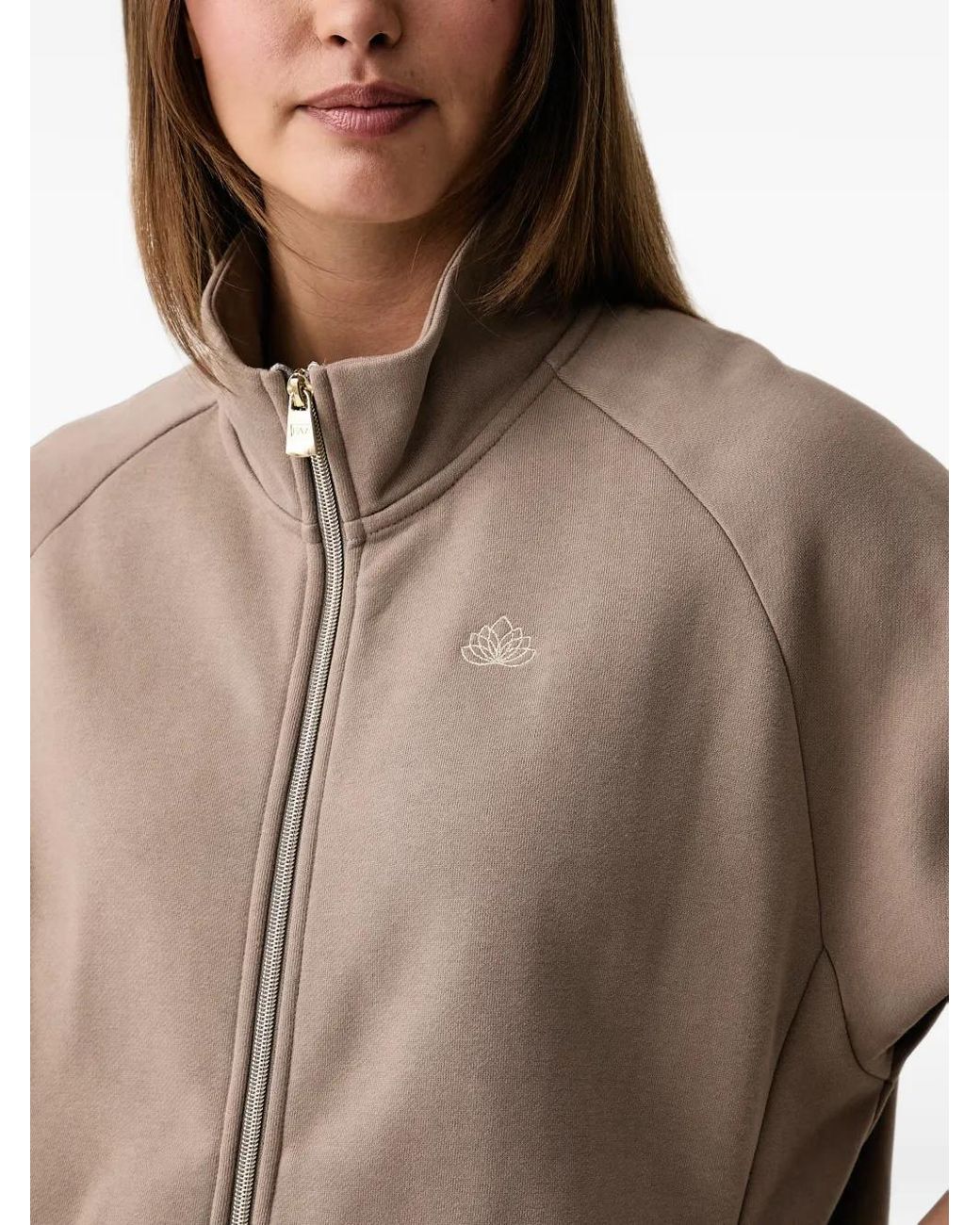 EA7 Brown Logo-Print Zip-Up Sweatshirt