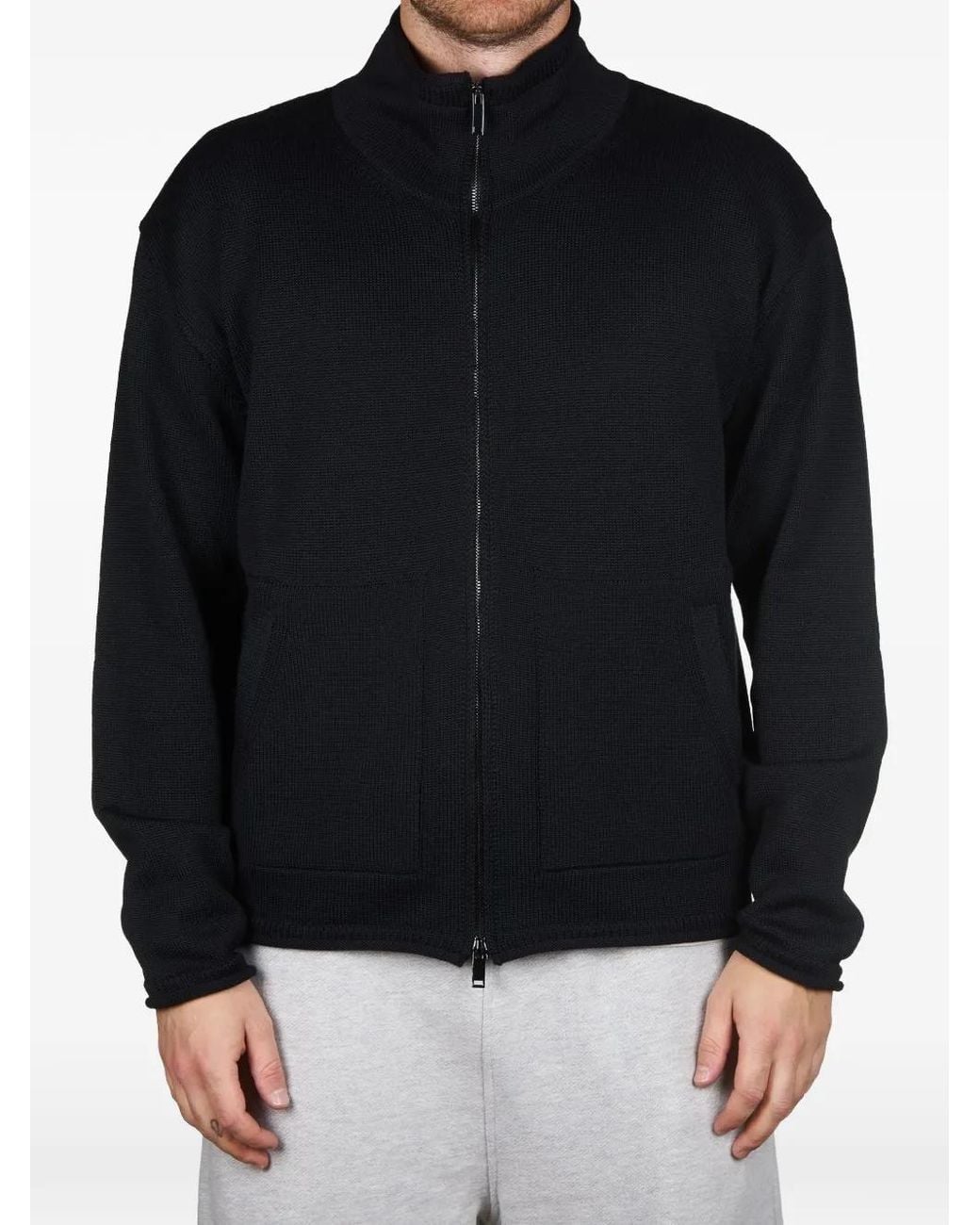 Roberto Collina Black Zip-Up Sweater for men