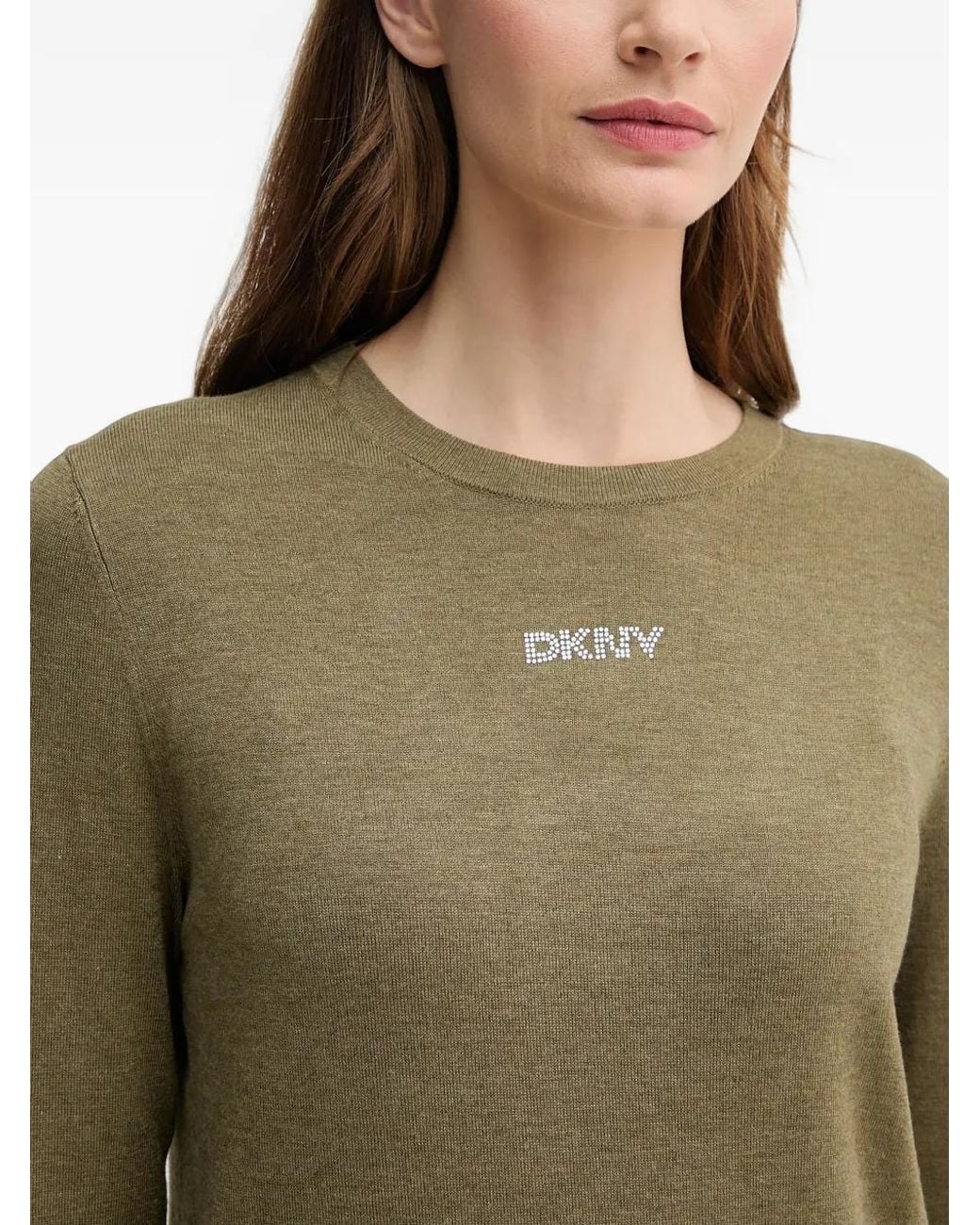 DKNY Green Logo-Detail Sweater