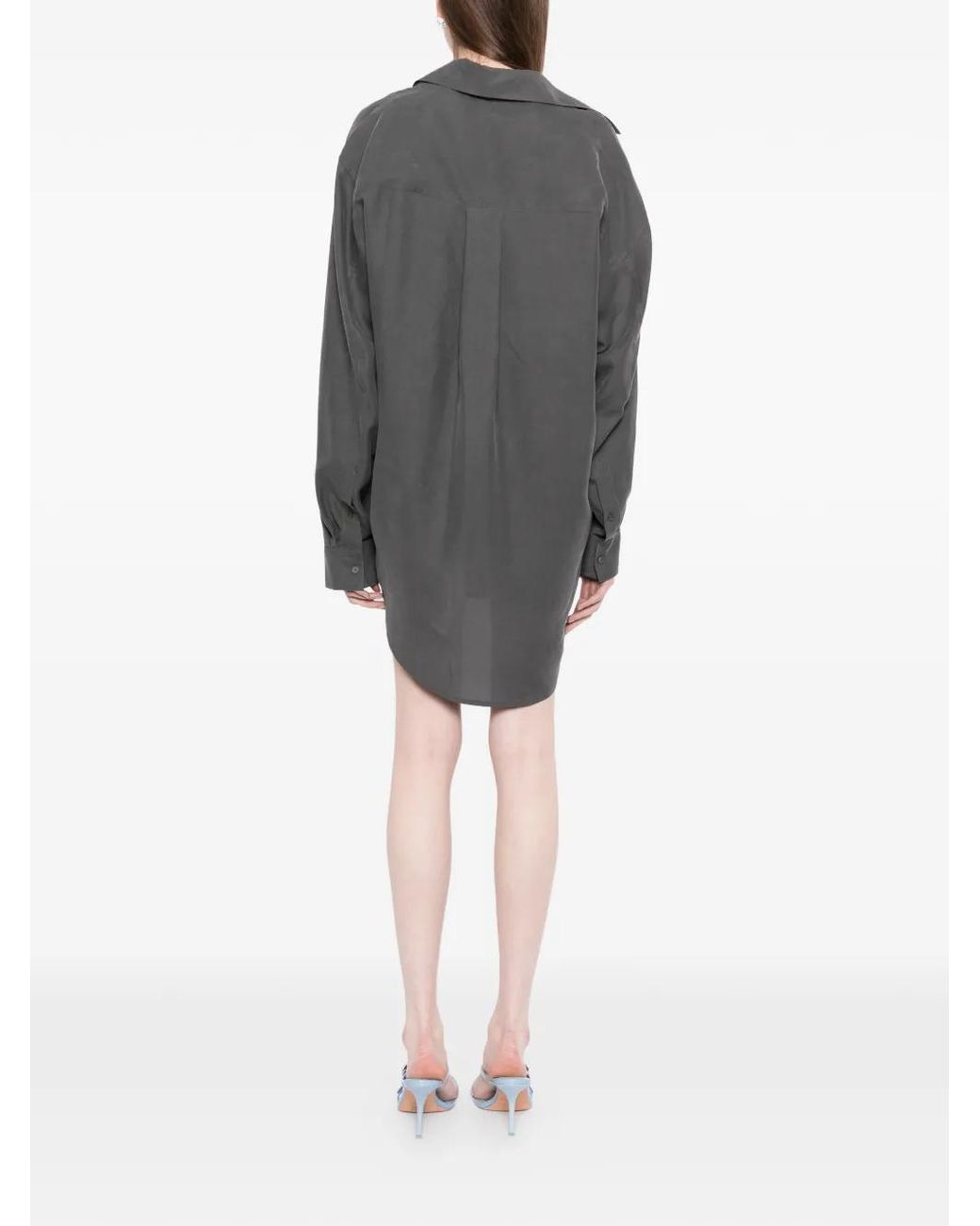 Alexander Wang Gray Logo-Print Shirt Dress