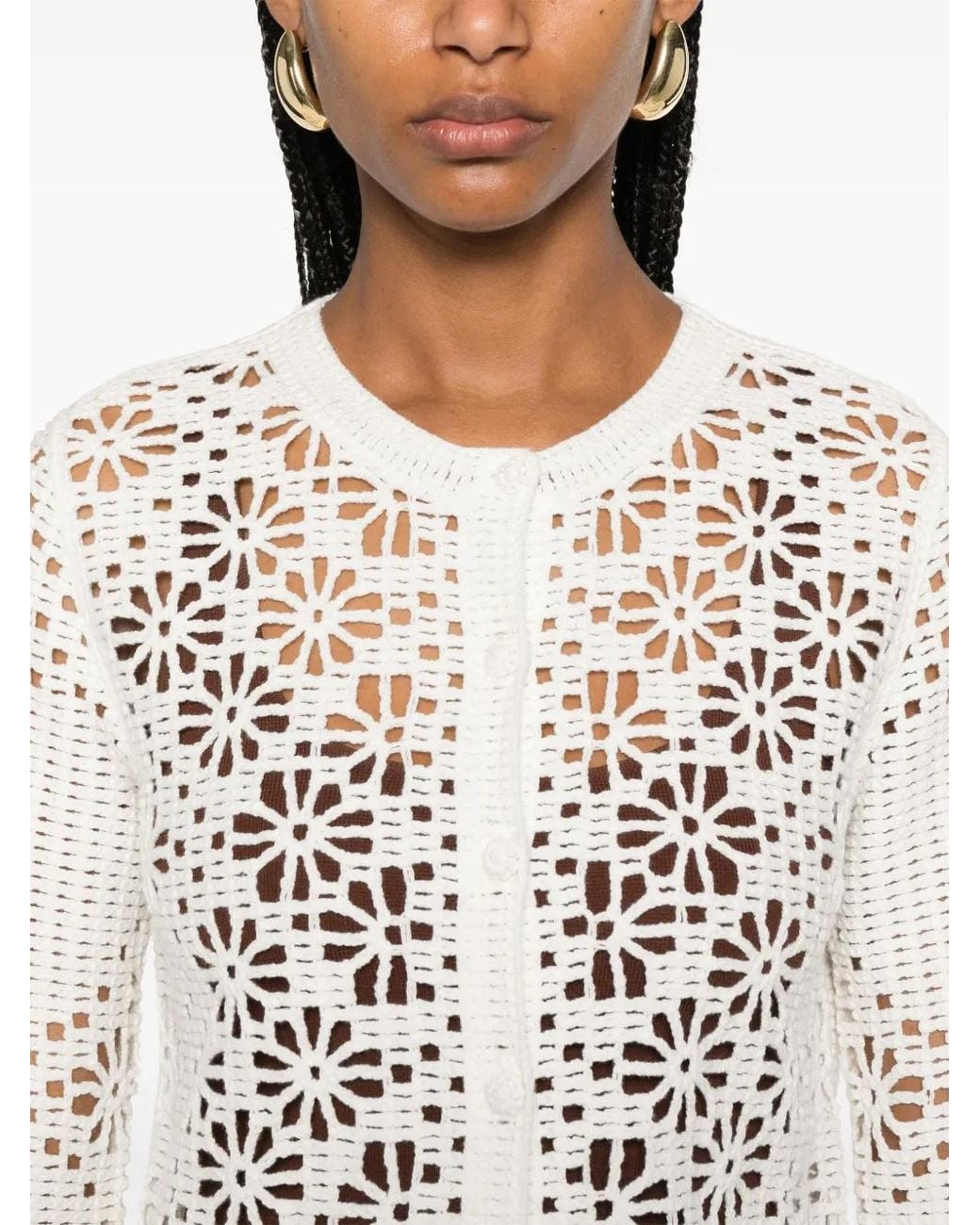 Twinset White Open-Knit Cardigan