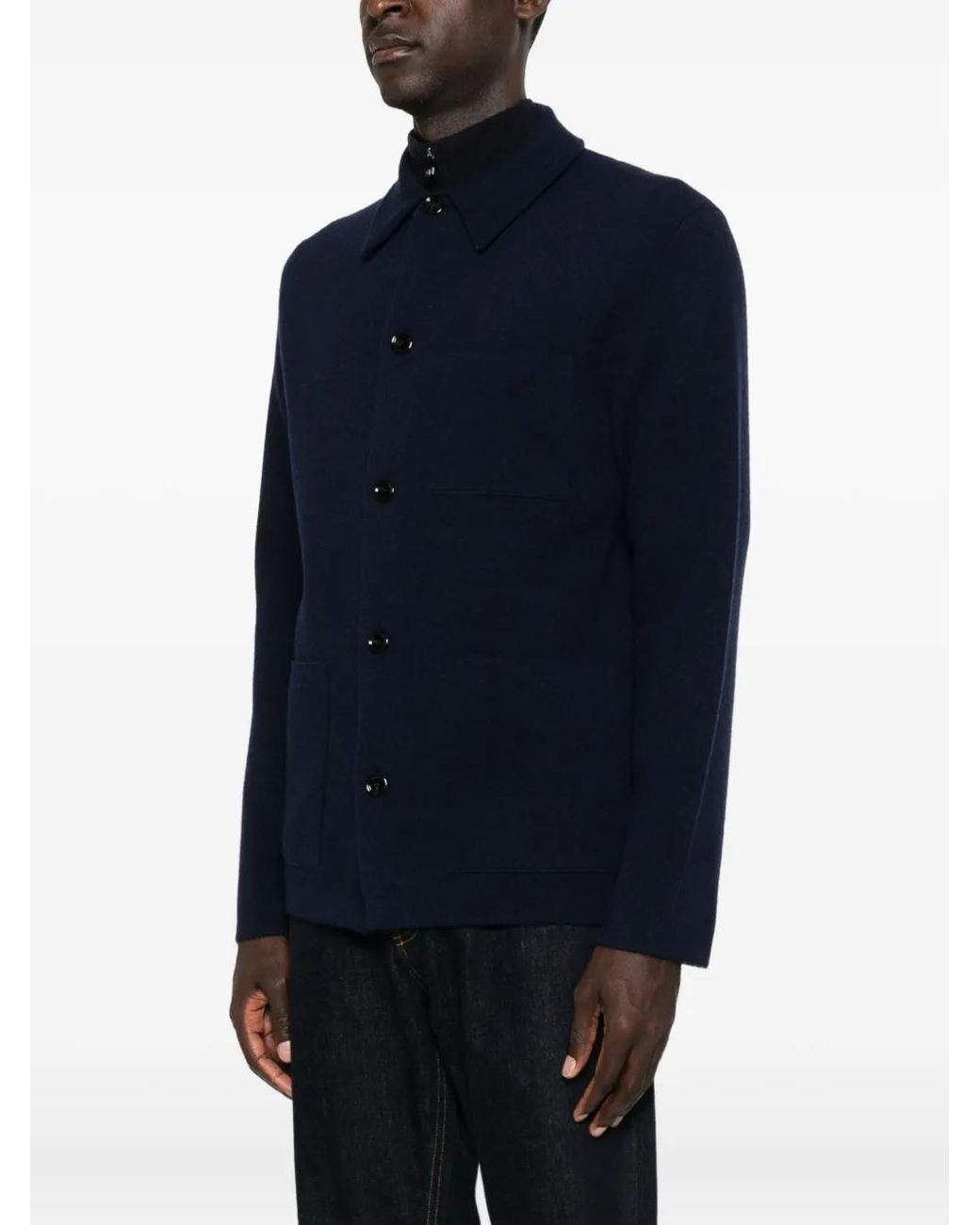 Lardini Blue Patch-Pocket Button Cardigan for men