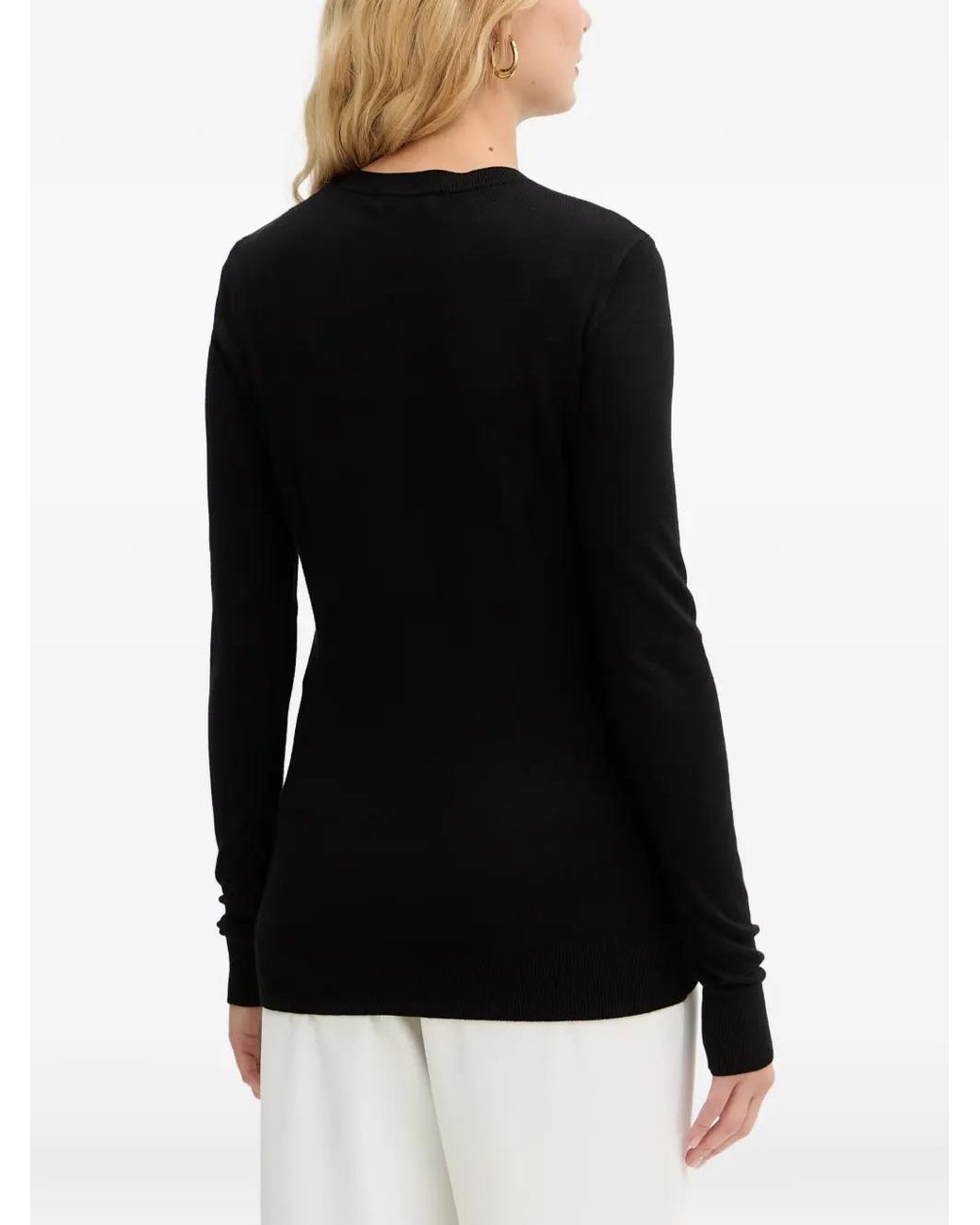 Guess Black Bead-Embellished Logo-Patch Jersey