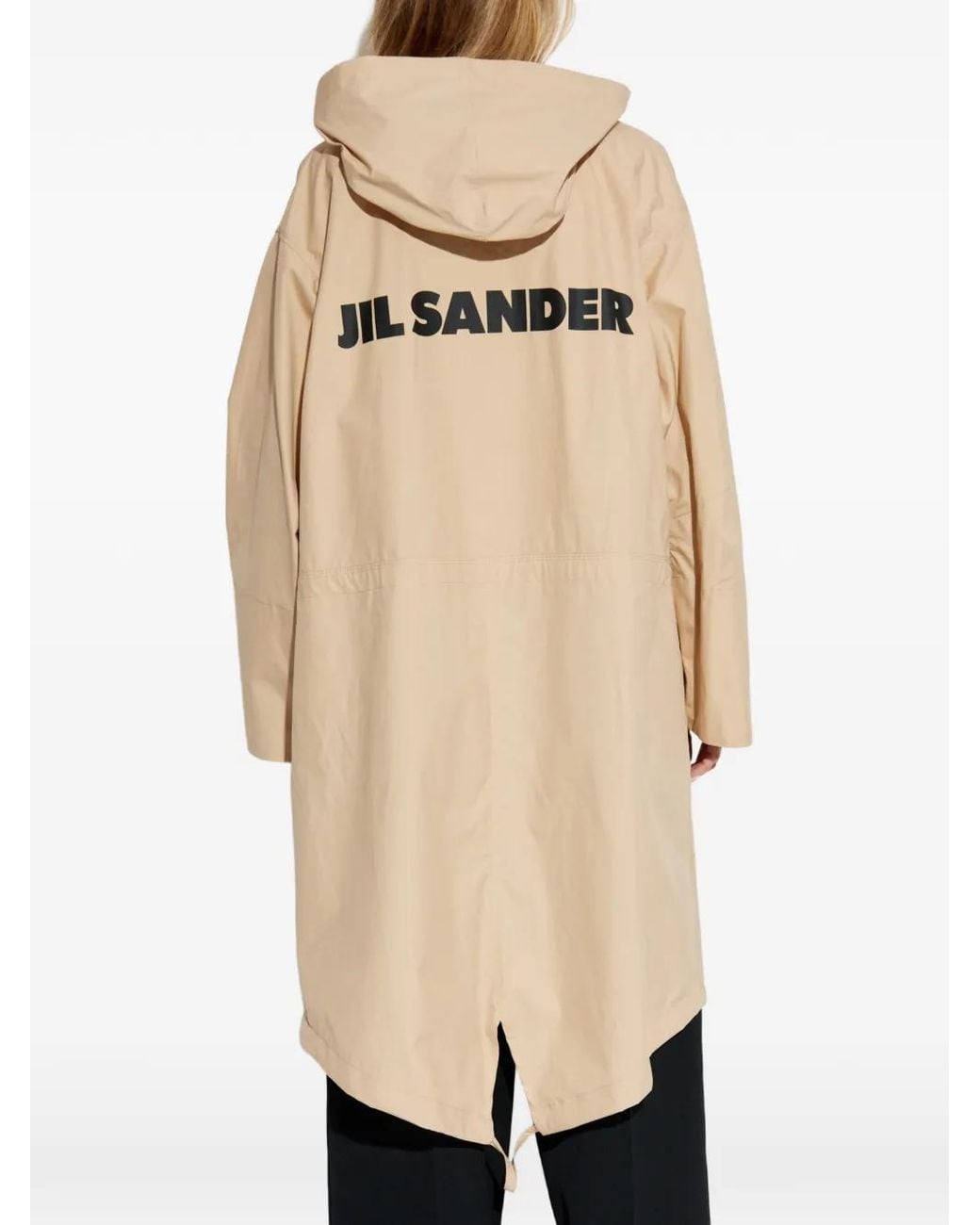 Jil Sander Natural Logo-Print Coat