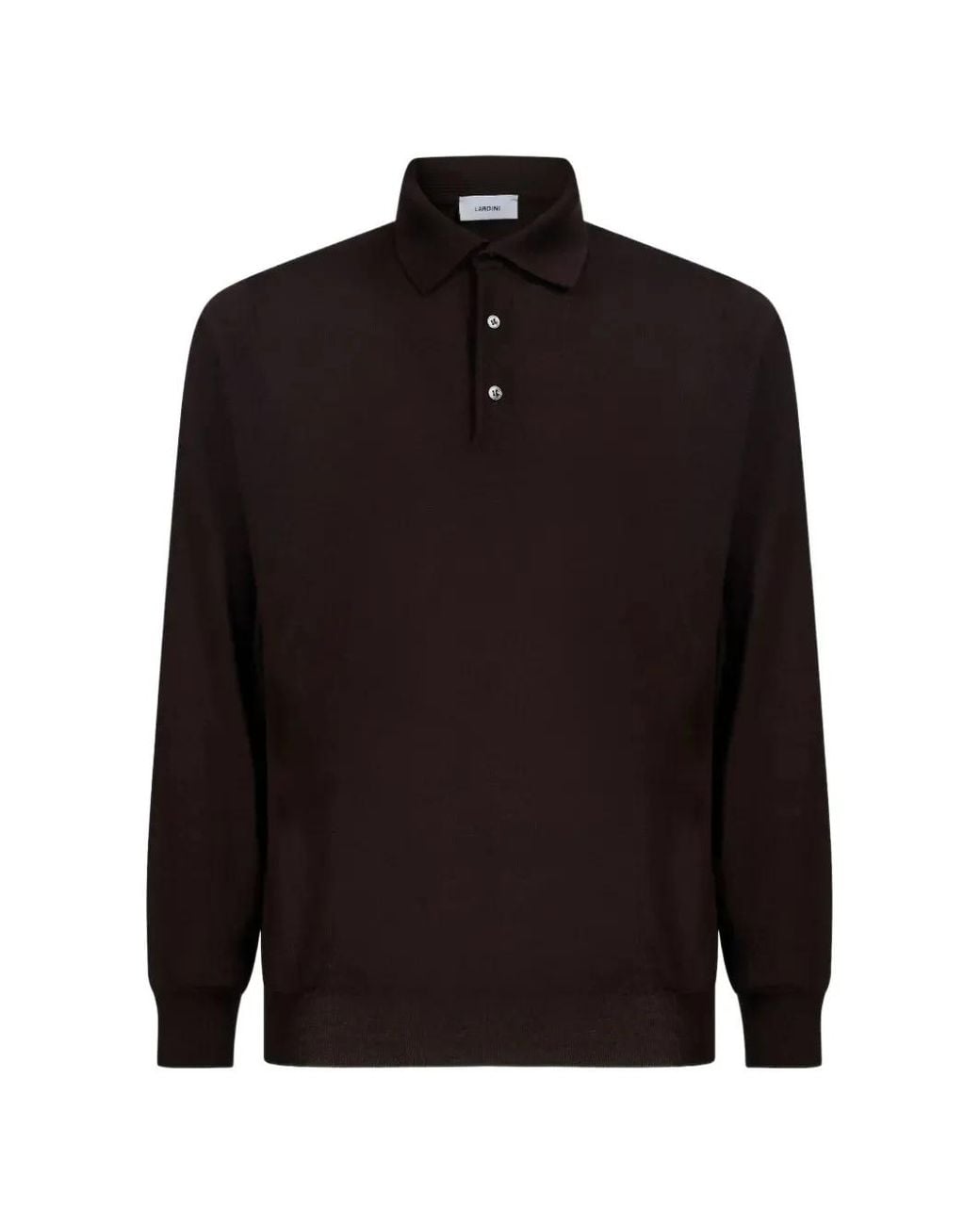 Lardini Black Fine-Knit Wool Polo Shirt for men
