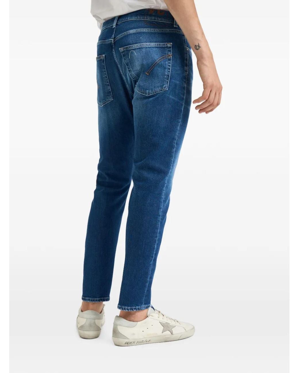 Dondup Blue Dian Faded Whiskered Jeans for men