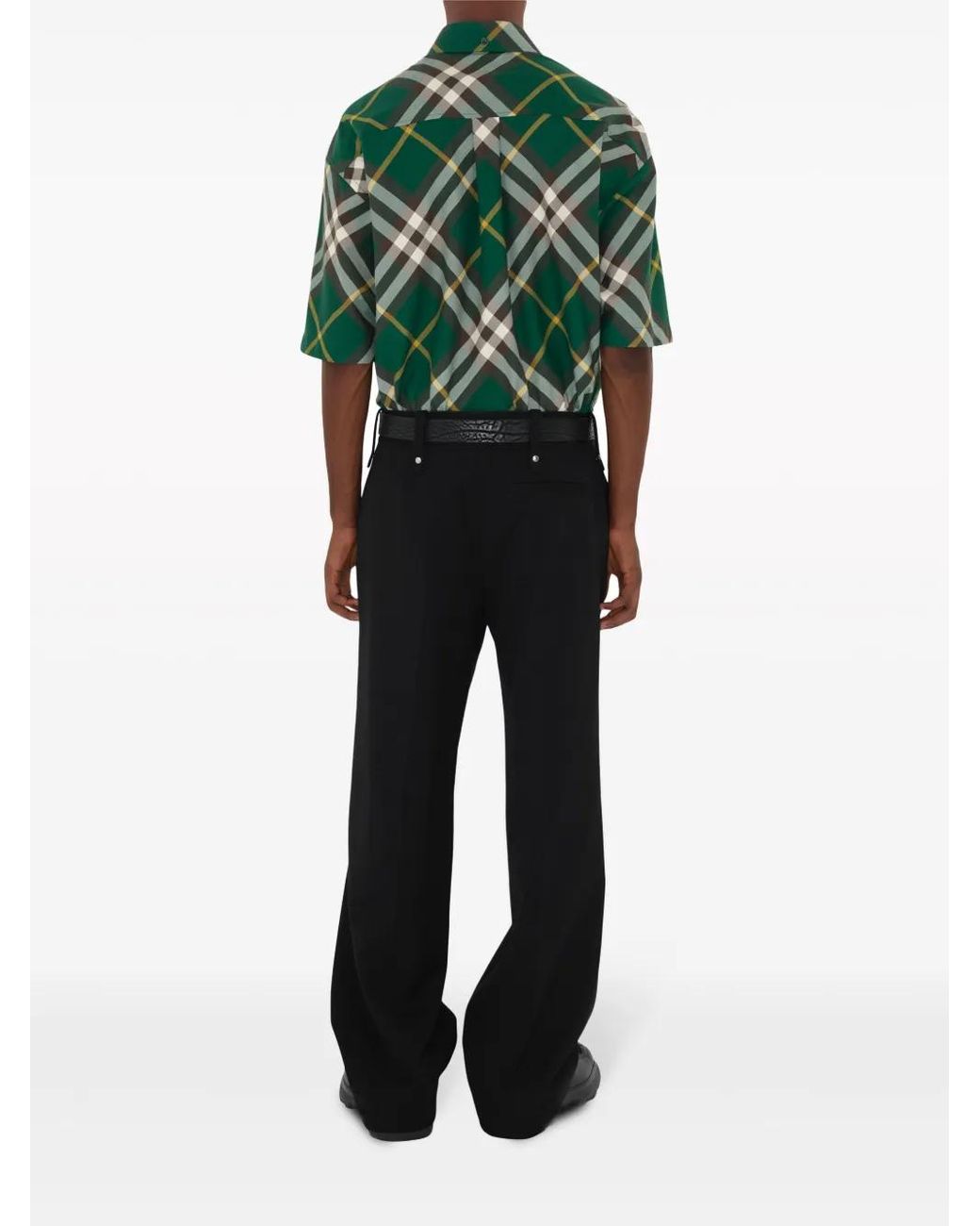 Burberry Green Check Motif Cotton Shirt for men