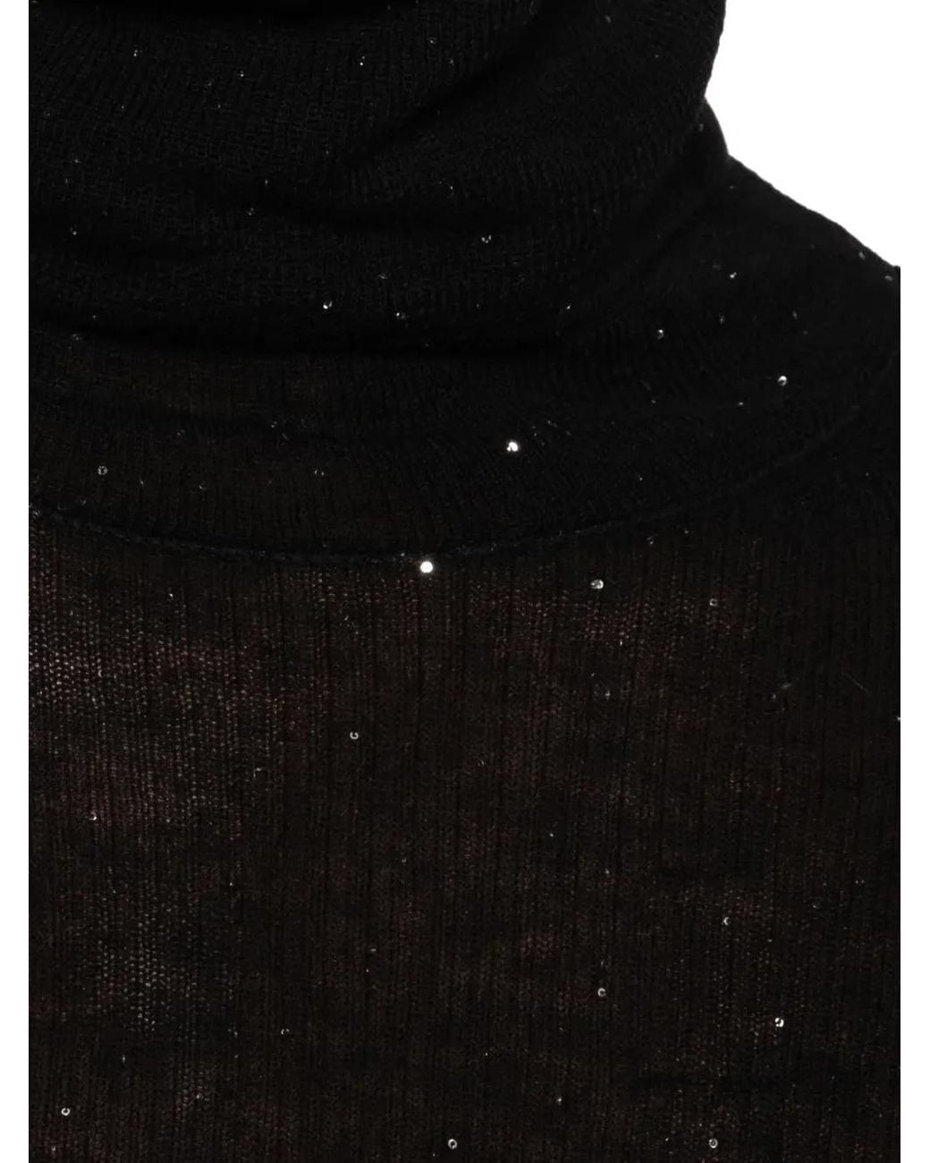 ELEH Black Sequin-Embellished Roll-Neck Sweater