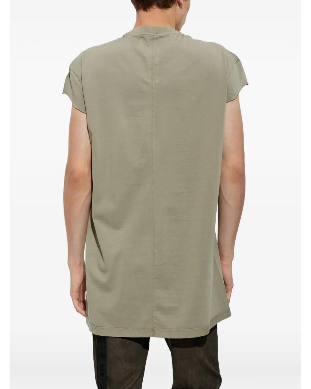 Rick Owens Green Raw-Cut Decorative-Stripe T-Shirt for men