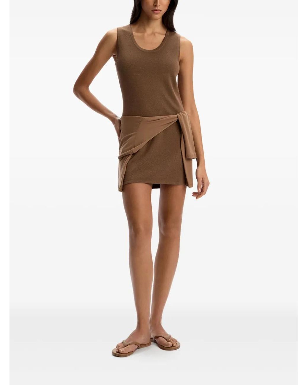 12 STOREEZ Brown Sleeveless Scoop-Neck Mini Dress