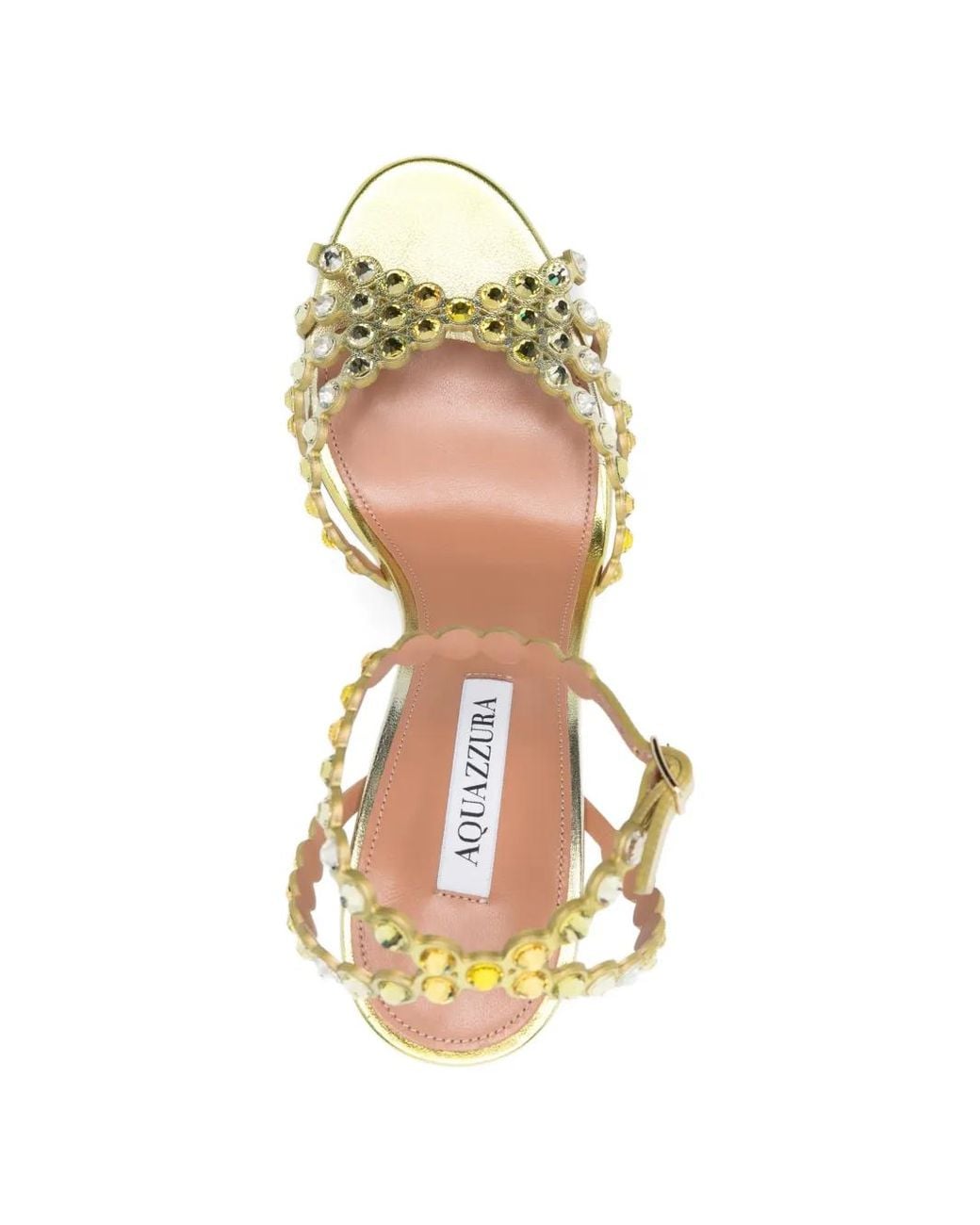Aquazzura Tequila 105 Crystal-Embellished Metallic Leather Sandals