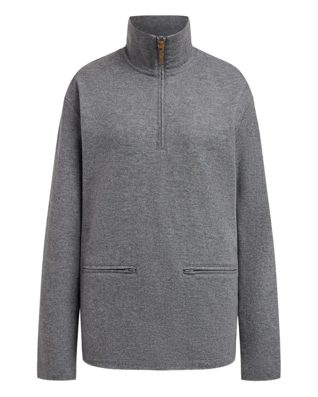 12 STOREEZ Gray Half-Zip High-Neck Sweatshirt