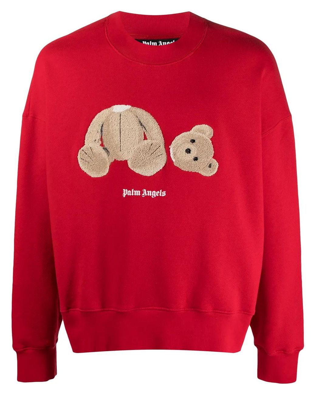 Palm Angels Red Bear Cotton Sweatshirt for men
