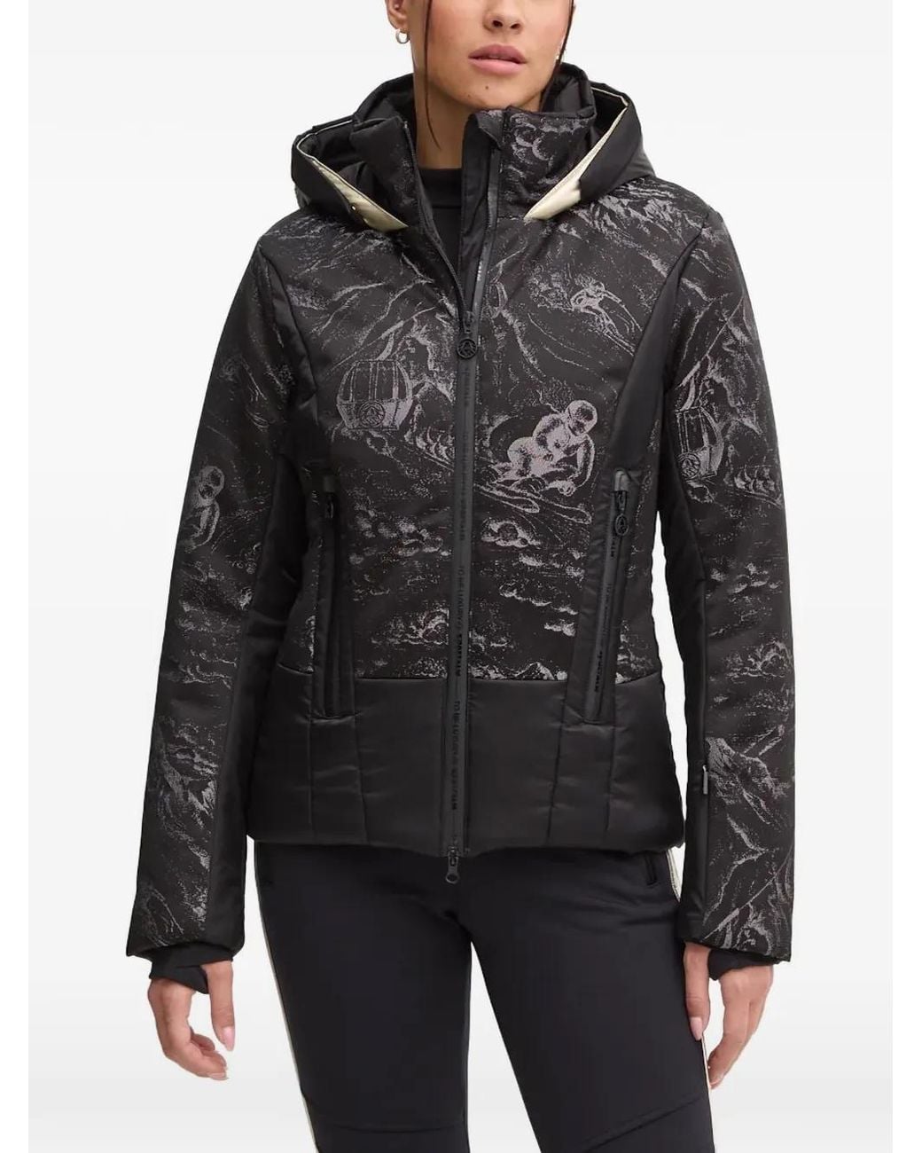 Sportalm Black Graphic-Print Hooded Jacket