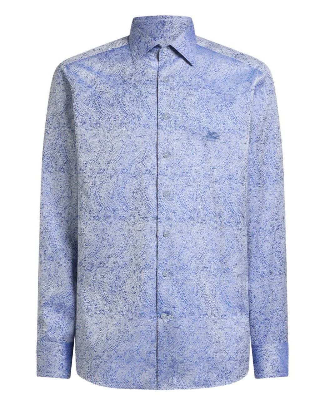 Etro Blue Chemise À Motif Cachemire En Jacquard for men